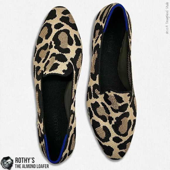 ROTHY’S ALMOND TOE LOAFER IN DESERT CAT LEOPARD PRINT WOMEN’S 9 SLIP ON SHOES - Picture 1 of 14